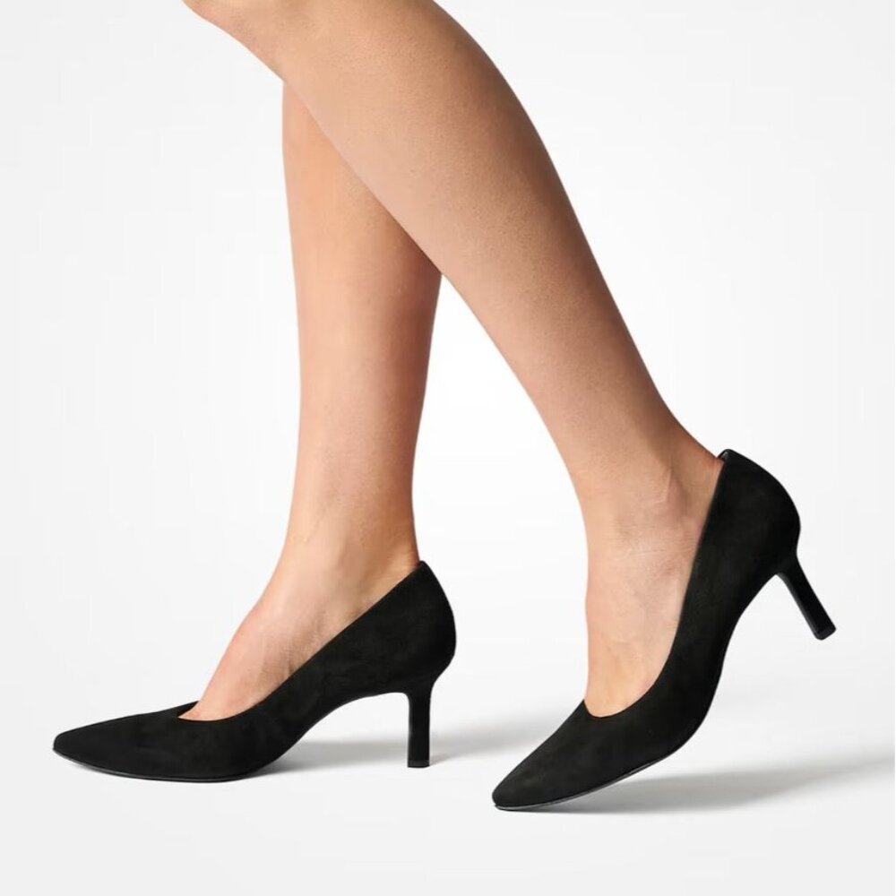 🆕PAUL GREEN Super Soft Pointed Toe Heel Pump Shoes 10 Black Suede - Picture 1 of 10
